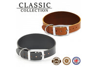 Ancol - Classic Leather Hound Collar - Black - Greyhound (Size 4 - 19")