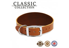 Ancol - Classic Leather Hound Collar - Tan - Greyhound (Size 4 - 19")