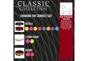 Ancol - Classic Leather Hound Collar - Tan - Whippet (Size 2 - 14")