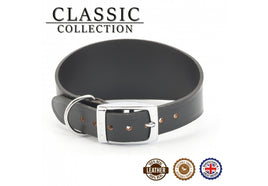 Ancol - Classic Leather Hound Collar - Black - Greyhound (Size 4 - 19")