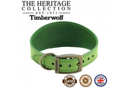 Ancol - Timberwolf Leather Hound Collar - Green - Whippet (30-34cm)