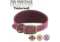 Ancol - Timberwolf Leather Hound Collar - Raspberry - Greyhound (34-43cm)