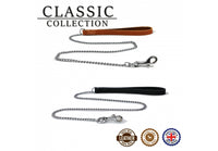 Ancol - Classic Collection Fine Chain Lead - Tan Leather - 20kg (87cm)