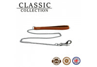 Ancol - Classic Collection Fine Chain Lead - Tan Leather - 20kg (87cm)