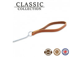 Ancol - Classic Collection Fine Chain Lead - Tan Leather - 20kg (87cm)