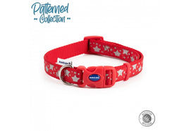 Ancol - Nylon Patterned Adjustable Collar - Red Stars - Medium (30-50cm)