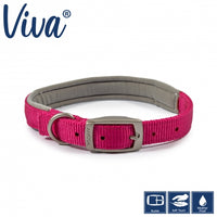Ancol - Viva Padded Nylon Buckle Collar - Raspberry Pink - Size 5 (50Cm/20")