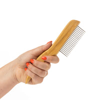 Mikki - Wide Bamboo Handled, Anti-Tangle Comb