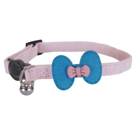 Rosewood - Designer Cat Collar Pink With Teal Bow