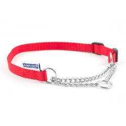 Ancol - Nylon & Chain Check Collar - Red - Size 4-7 (24")