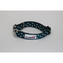 Doodlebone - Originals Padded Dog Collar - Teal Stars - Size 6/11