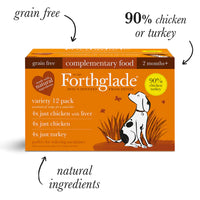 Forthglade - Just 90% Poultry Grain Free Complementary Wet Dog Food - 395g pouch (12 Pack)