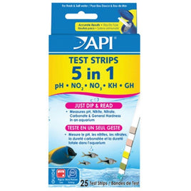 API - 5 in 1 Aqua Test Strips - 25 Sticks