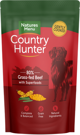 Natures Menu - Country Hunter Dog Food - Grass Grazed Beef - 150g Pouch (6pk)