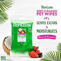 TropiClean - Deep Cleaning & Deodorising Wipes for Dogs & Cats