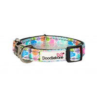 Doodlebone - Padded Pattern Collar - Pastel Paint Splat - Size 1-2