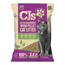 CJ Premium - Ultra Absorbent Wood Pellet Cat Litter - 30ltr