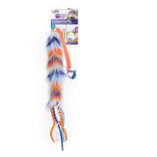 All For Paws - Furry Ball Long Fluffy Wand - Orange