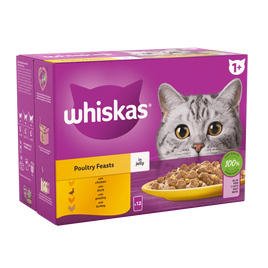 Whiskas - 1+ Cat Pouches Poultry Feasts In Jelly - 12x85g