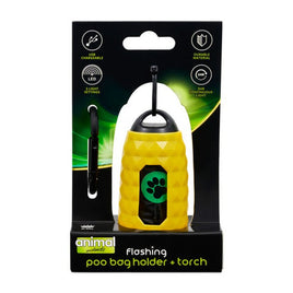 Animal Instincts - Flashing Safety Poop Bag Holder & Torch Yellow