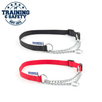 Ancol - Nylon & Chain Check Collar - Red - Size 4-7 (24")