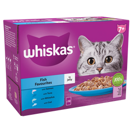 WHISKAS - Senior 7+ Fish Favourites in Jelly Cat Pouches - 12x85g