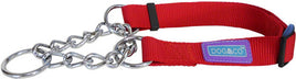 Hem & Boo - Check Chain/Nylon Training Collar - Red - 1” x 18-24” (2.5 x 45-60cm)