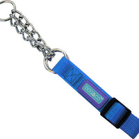 Hem & Boo - Check Chain/Nylon Training Collar - Red - 1” x 18-24” (2.5 x 45-60cm)