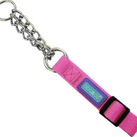 Hem & Boo - Check Chain/Nylon Training Collar - Red - 1” x 18-24” (2.5 x 45-60cm)
