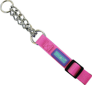 Hem & Boo - Check Chain/Nylon Training Collar - Red - 1” x 18-24” (2.5 x 45-60cm)