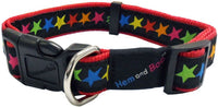 Hem & Boo - Multi Colour Stars on Black - Adjustable Collar - 2.5 x 45-60cm