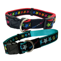 Hem & Boo - Adjustable Dog Collar - Stars Black/Red - 1/2” x 10-14” (1.2 x 25-35cm)
