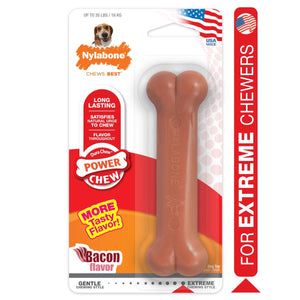 Nylabone - Power Chew Durable Dog Chew Toy - Bacon - Medium/Wolf (upto 35lbs)