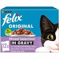 Felix - Meat Selection In Gravy Adult Wet Cat Food - 100g Pouch - 12 Pack