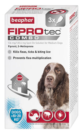 Beaphar - FIPROtec Spot On COMBO - Medium (10-20kg) Dog - 3 Pip