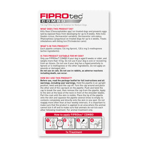 Beaphar - FIPROtec Spot On COMBO - Medium (10-20kg) Dog - 3 Pip