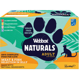 Webbox - Natural Wet Cat Food Pouches -Fish & Meat Mixed in Jelly Selection - 12 Pack
