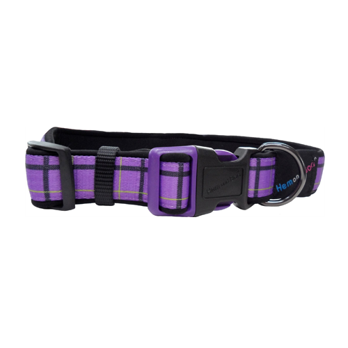 Dog & Co - Country Check Collar - Purple - Large