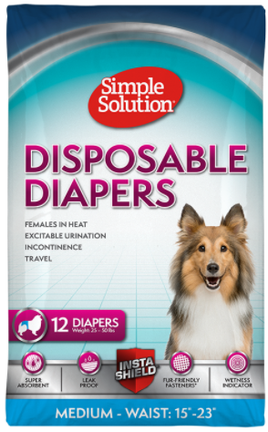 Simple Solution - Dog Disposable Diapers - Medium - 12pk