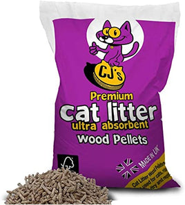 CJ's - Premium Wood Based Cat Litter - 30Ltr