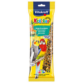Vitakraft - Kracker Cockatiel & Parrot Stick - Honey & Eucalyptus - 2 Pack