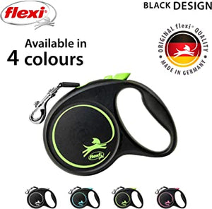 Flexi - Black Design Tape 5m Lead - Large - Black/Pink