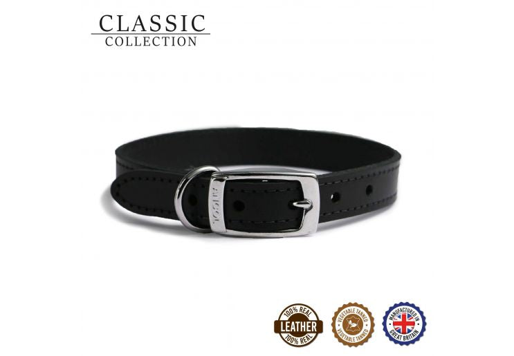 Ancol - Classic Leather Collar - Black - 14