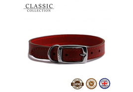 Ancol - Classic Leather Collar - Red - (24")
