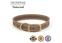 Ancol - Timberwolf Leather Collar - Green - Size 6 (45-54cm)
