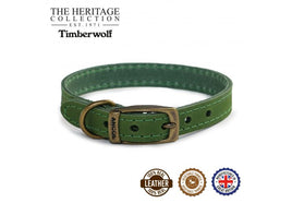 Ancol - Timberwolf Leather Collar - Green - 28-36cm (Size 3)