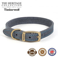 Ancol - Timberwolf Leather Collar - Blue -  20-26cm (Size 1)