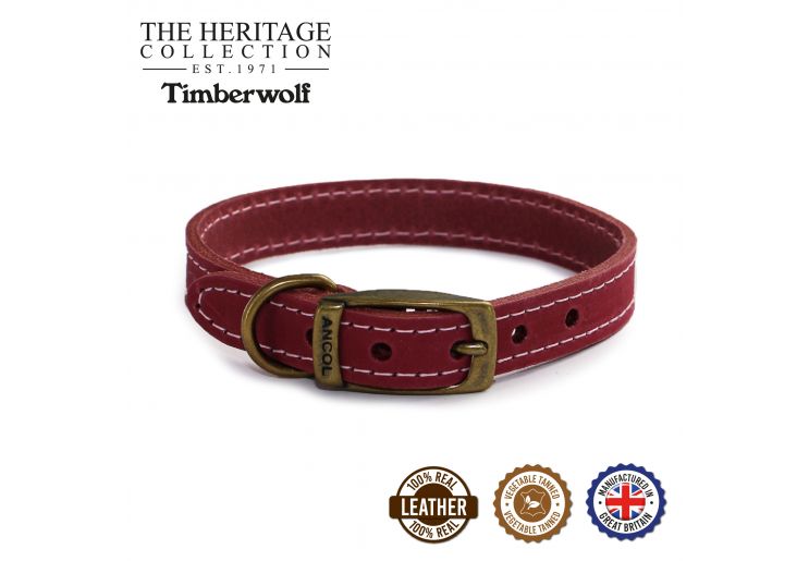 Ancol - Timberwolf Leather Collar - Pink - Size 1 (20-26cm)