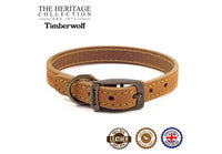 Ancol - Timberwolf Leather Collar - Sable - Size 8 (55-63cm)