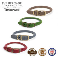 Ancol - Timberwolf Round Leather Collar - Raspberry (Pink) - 39-48cm (Size 5)